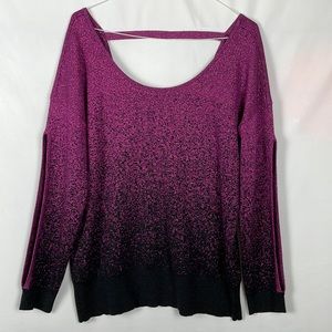 Thalia Sodi Purple and Black Ombre Lightweight Sweater with Open Sleeves - XXL